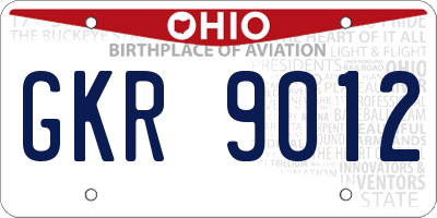 OH license plate GKR9012