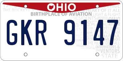 OH license plate GKR9147
