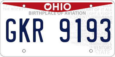 OH license plate GKR9193