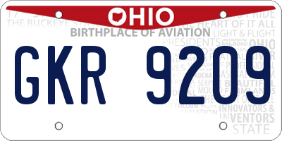 OH license plate GKR9209