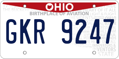 OH license plate GKR9247