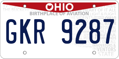 OH license plate GKR9287