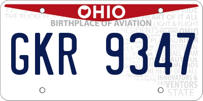 OH license plate GKR9347