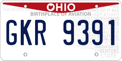 OH license plate GKR9391