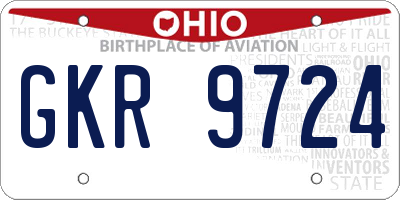 OH license plate GKR9724
