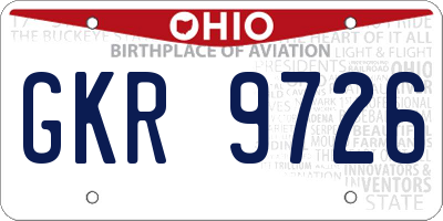 OH license plate GKR9726