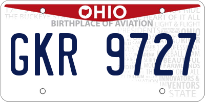 OH license plate GKR9727