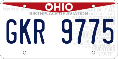 OH license plate GKR9775