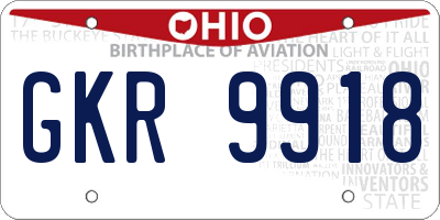 OH license plate GKR9918