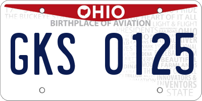 OH license plate GKS0125