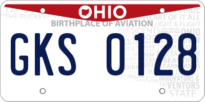 OH license plate GKS0128