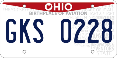 OH license plate GKS0228