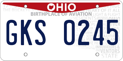 OH license plate GKS0245
