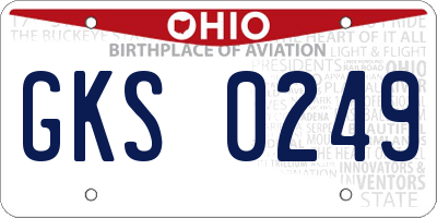 OH license plate GKS0249