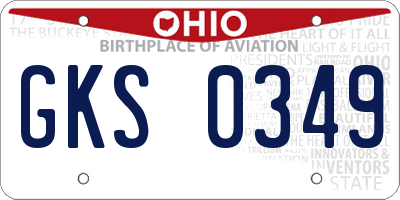 OH license plate GKS0349