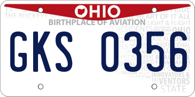 OH license plate GKS0356