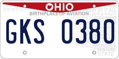 OH license plate GKS0380