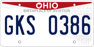 OH license plate GKS0386