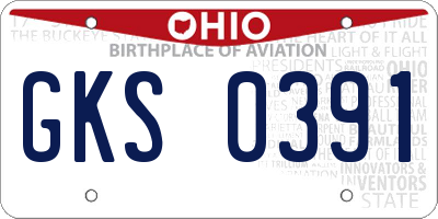OH license plate GKS0391