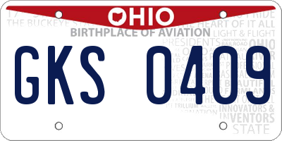 OH license plate GKS0409
