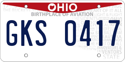 OH license plate GKS0417