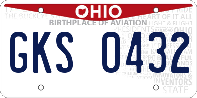 OH license plate GKS0432