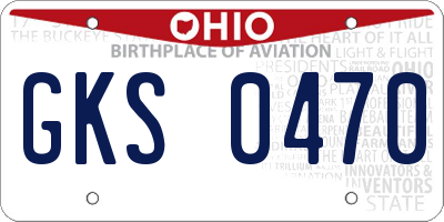 OH license plate GKS0470