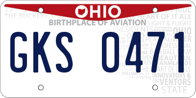 OH license plate GKS0471