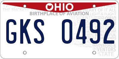 OH license plate GKS0492