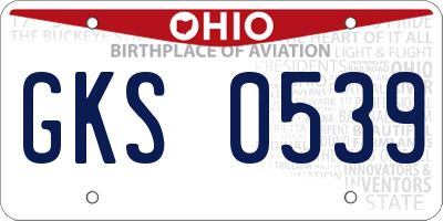 OH license plate GKS0539
