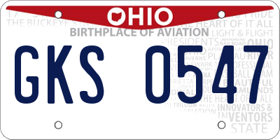 OH license plate GKS0547