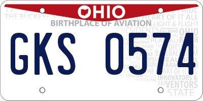 OH license plate GKS0574