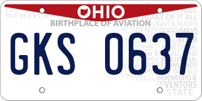 OH license plate GKS0637