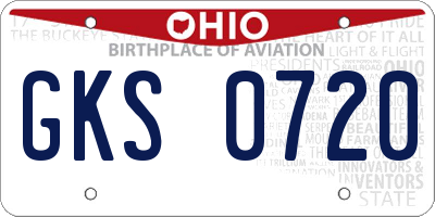 OH license plate GKS0720