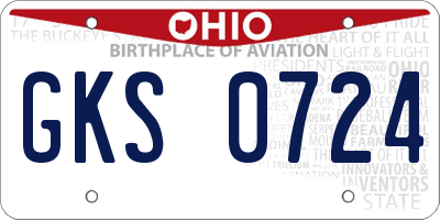 OH license plate GKS0724