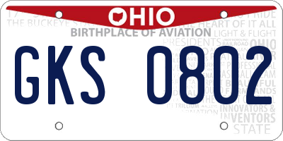 OH license plate GKS0802