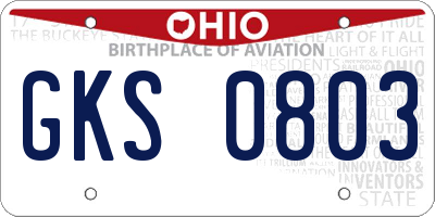 OH license plate GKS0803