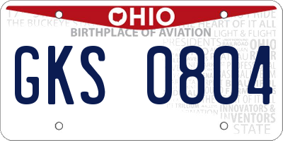 OH license plate GKS0804