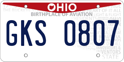 OH license plate GKS0807
