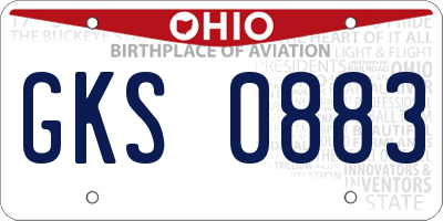 OH license plate GKS0883