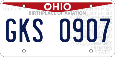OH license plate GKS0907