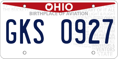 OH license plate GKS0927