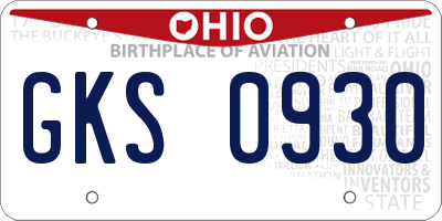 OH license plate GKS0930