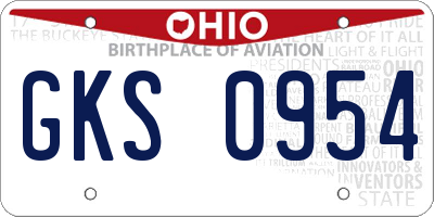 OH license plate GKS0954