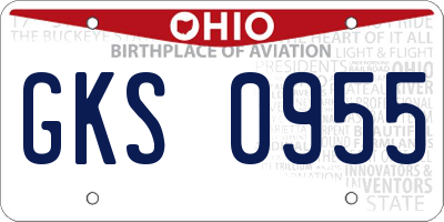OH license plate GKS0955