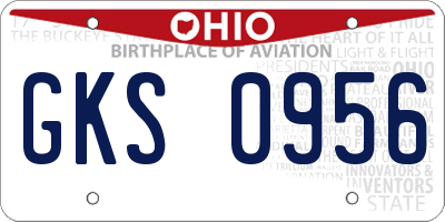 OH license plate GKS0956