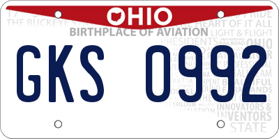 OH license plate GKS0992