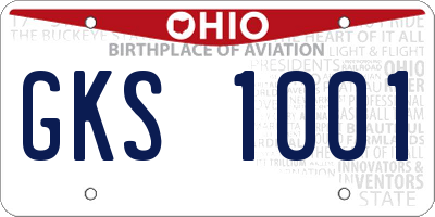 OH license plate GKS1001