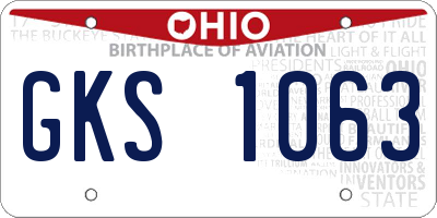 OH license plate GKS1063