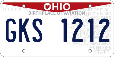 OH license plate GKS1212